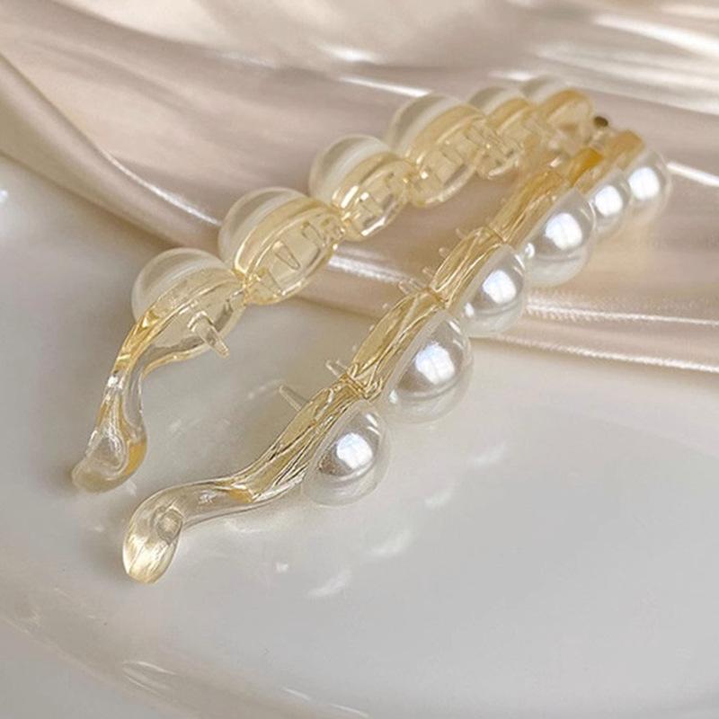 

Элегантные жемчужные зажимы-бананы, модные зажимы-бананы, вертикальные зажимы, твист-держатель для хвоста, шпилька, простой головной убор, аксессуары для волос One Size