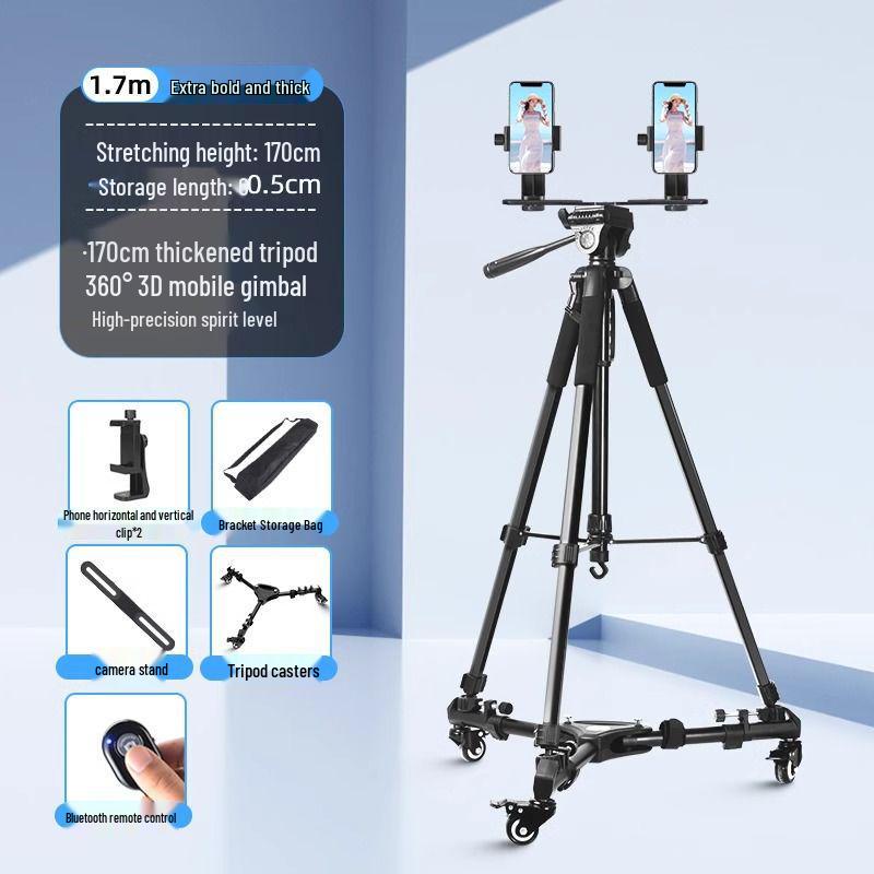 Professional Mobile Phone & DSLR Tripod with Pulley and Universal Ball Head for Live Streaming