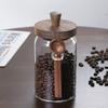 Glass Containers Food Storage Jars With Wooden Lids And Scoop Glass Sealed Jar Airtight Jar For Sugar Coffee Bean Candy
