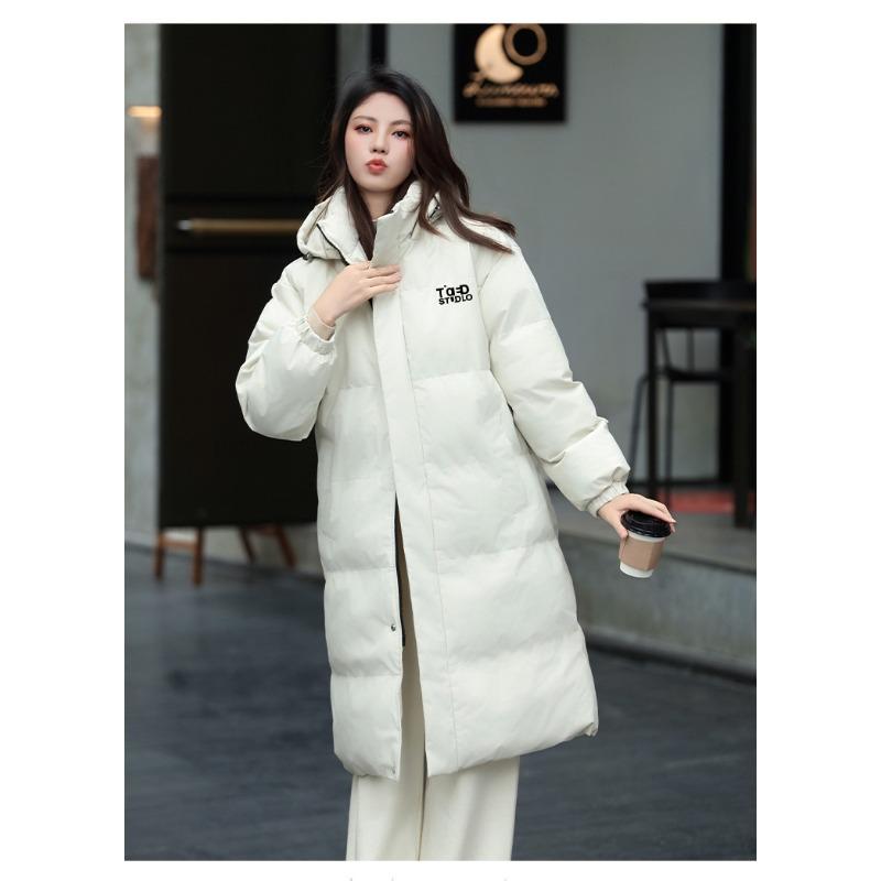 Thickened Mid-length Hooded Cotton Coat, Winter New Couple's Warm Down Cotton Coat, Women's Over-the-knee Coat