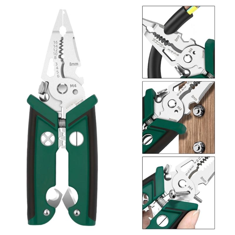 Electrician Wire Crimper Peeler Pliers Cable Stripping Multifunctional Press Plier Terminals Crimping Cutting Tool