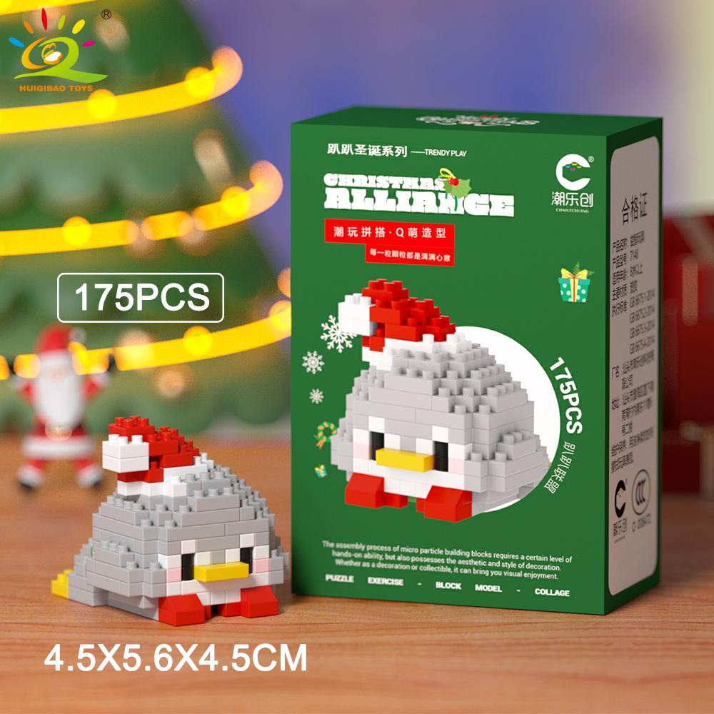 HUIQIBAO MOC Christmas Model Elk Deer Santa Claus Building Block City Snow House Xmas Tree Bricks Set Toy for Children Kids Gift