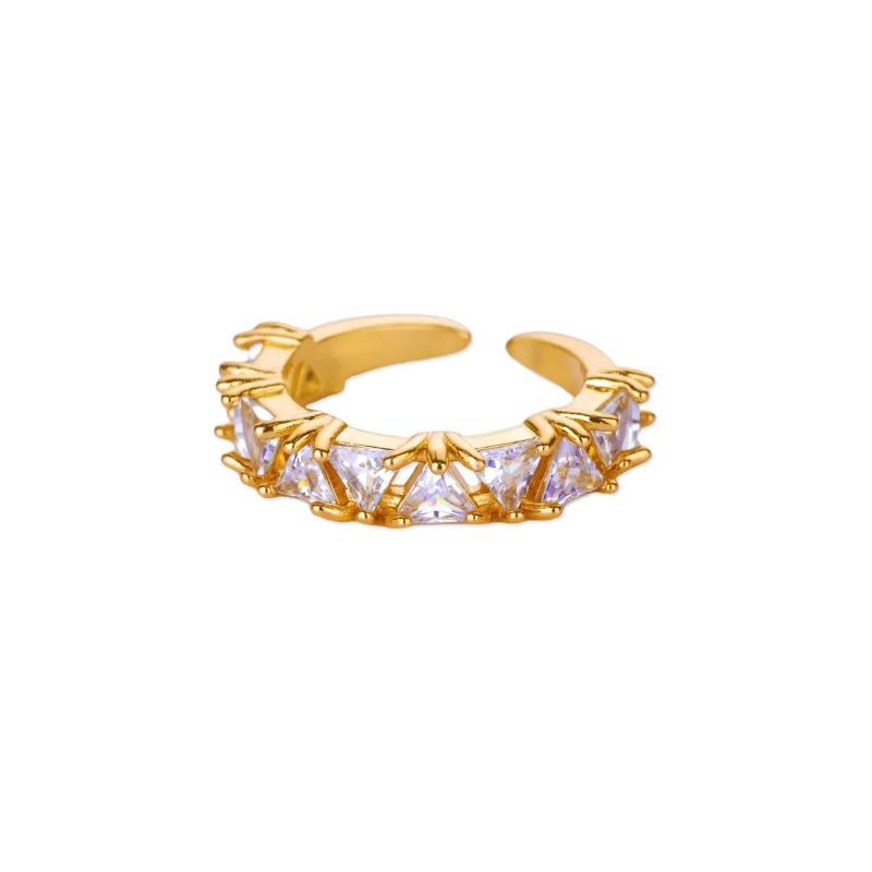 Court Style Retro Gold Copper K Gold-plated Ring Women's Light Luxury Fashion Micro-inlaid Zircon High-end Exquisite Ring
