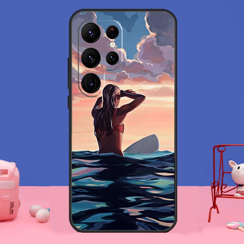 Surfing Wave Case For Samsung Galaxy S24 Ultra S23 S22 S21 S20 FE Note 20 S8 S9 S10 Note 10 Plus Cover