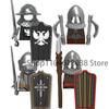 Medieval Castle Soldier Action Figures Building Block Empire Templars Lancer Warrior Militia Helmet Shield Sword Bow Toy Gifts