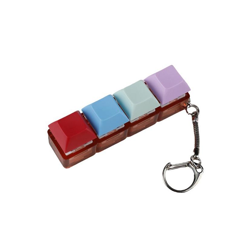 4-Keys Mechanical Keyboard Key Toy Keychain Party Stress Relief Diy Fidget Button Keycap Fidget Keyboard Toys Finger Keyboard