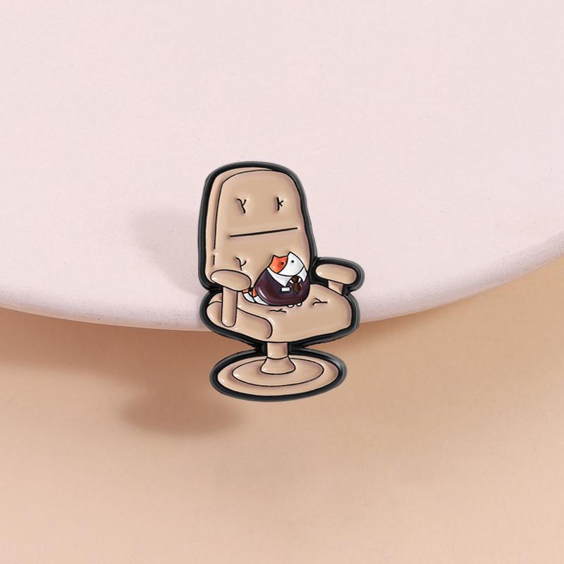 Cartoon Cat in Suit On Sofa Enamel Pin Boss Kitten Cute Animal Metal Brooch Lapel Backpack Badge Fashion Jewelry Gift for Friend