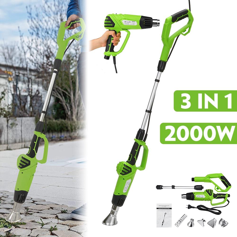 2000W 3-in-1 Weeds Burner Electric Thermal Weeder Hot Air Weeds Grass Flame Durable Safe Garden Tool with 5 Nozzles