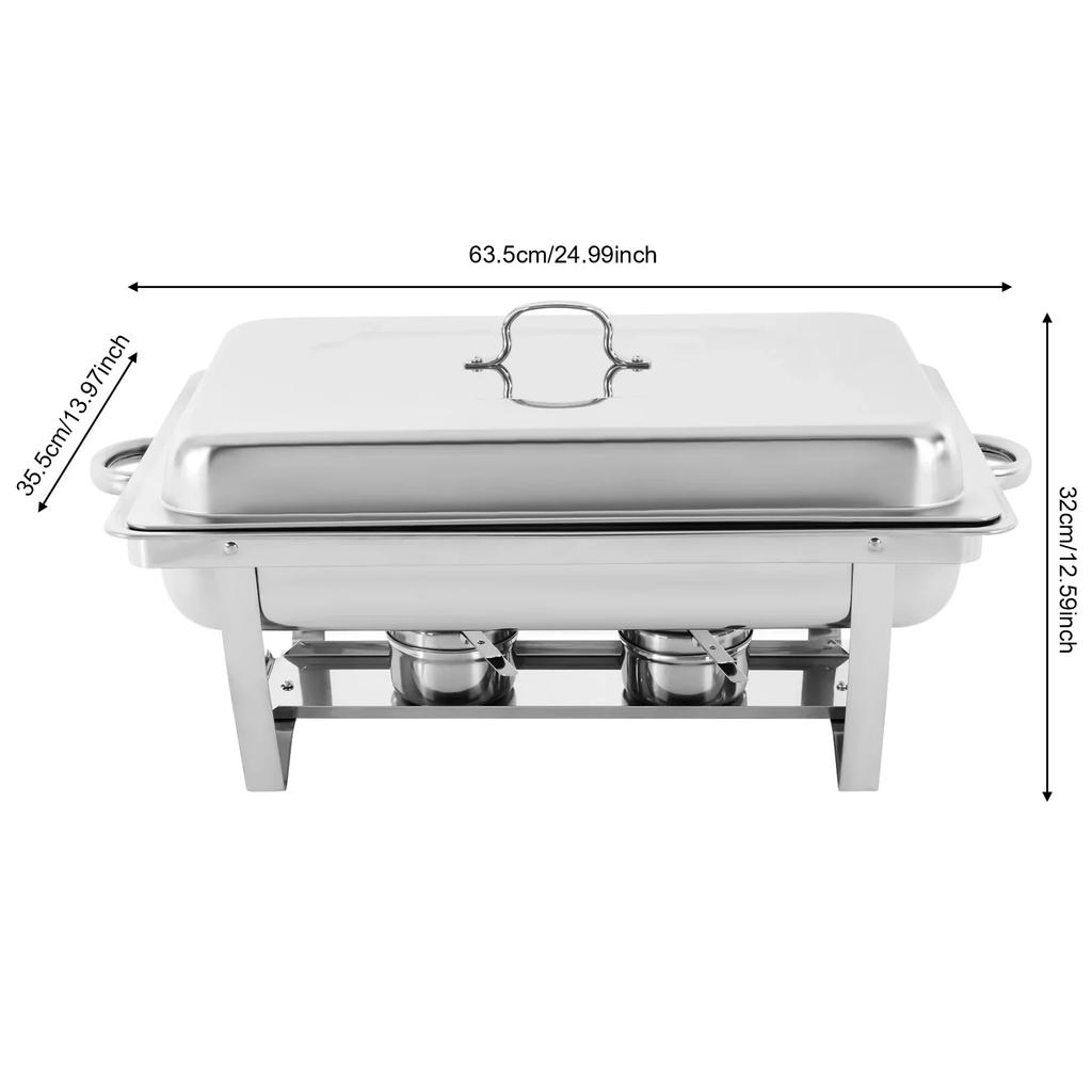 3-Kammer 9L Edelstahl Bain-Marie Speisenwärmer mit Deckel Aufwärmbehälter Set Bain-Marie, für Catering, Buffet und Party