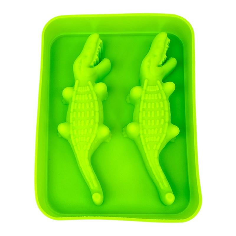 

3D форма для кубиков льда в виде крокодила, силиконовая чашка для морозильной камеры, экологически чистые DIY формы для виски, коктейлей и напитков зелёный