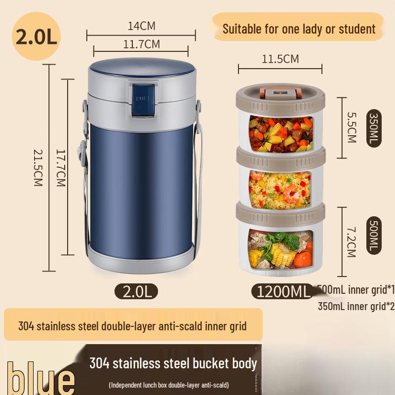 3-Layer 304 Stainless Steel Insulated Lunch Box
