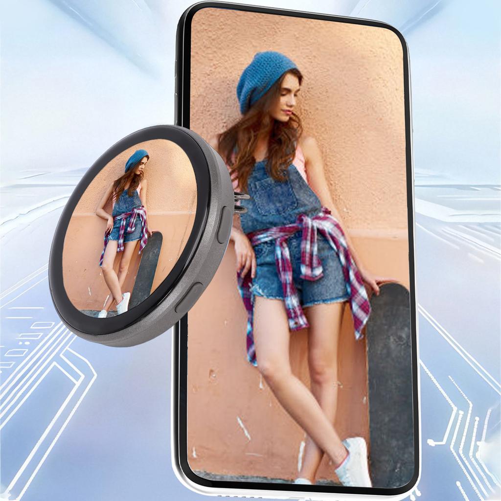 Spilla Elettronica Divertente Badge Touchscreen con Display HD da 1,7 Pollici Trasferisci Foto Video per Zaini Vestiti Nero