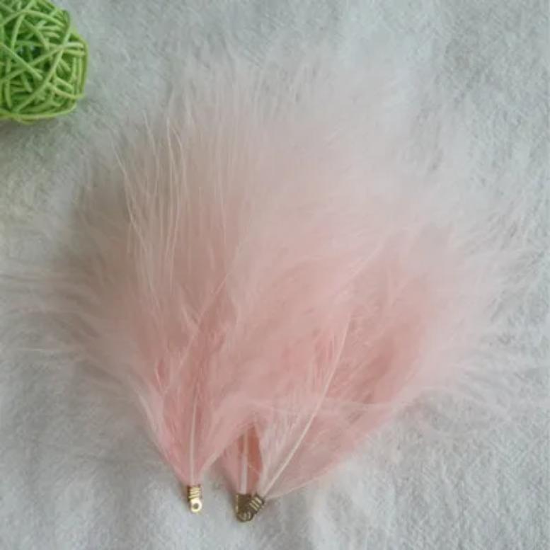 FeatherVelvet Feathers with Metal Clip Buckle, Turkey Plumas, DIY Feather Jewelry, Craft, Dream Catcher, Decoration Material, 10-12cm