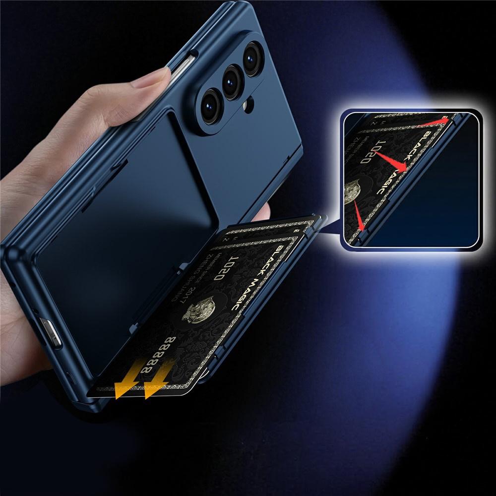 Samsung Galaxy Z Fold 8 Ultra Hülle, Kartenhalter, mit Glas für äußeren Bildschirm, Blau