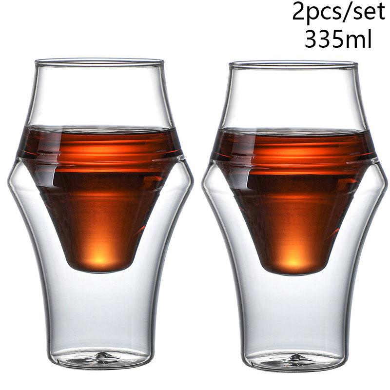 120/250/335ml Ceașcă de Sticlă cu Strat Dublu cu Ureche de Agățat Ceașcă de Cafea Espresso Anti-opărire Lapte Brandy Vin Ceașcă de Ceai Set de Căni Transparente 1/2 buc