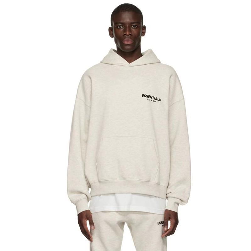 Heavyweight Cotton Drop Shoulder Hoodie - Trendy American Style Autumn Print for Men. Oatmeal Thin