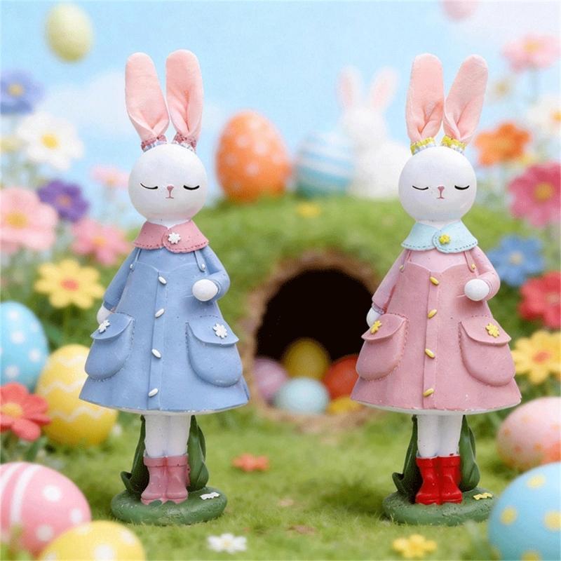 Seasonal Rabbit Sculpture Durable Resin Accessory Seasonal Home Ornament Ideal For Easter Gathering And Display