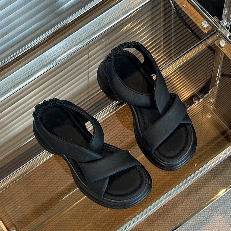 

Летние новые маленькие пляжные туфли высокого класса с юбкой туфли на платформе-маффин женские 40 чёрный