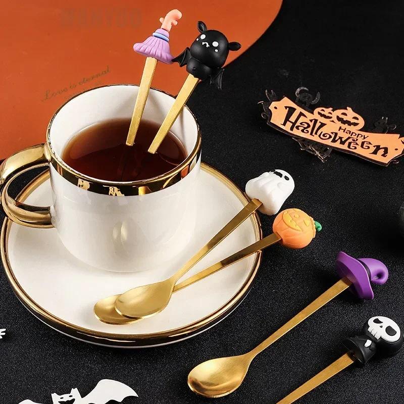 Halloween Gifts Stainless Coffee Spoons Halloween Pendant Cake Fork Theme Party Dining-table Cutlery Set