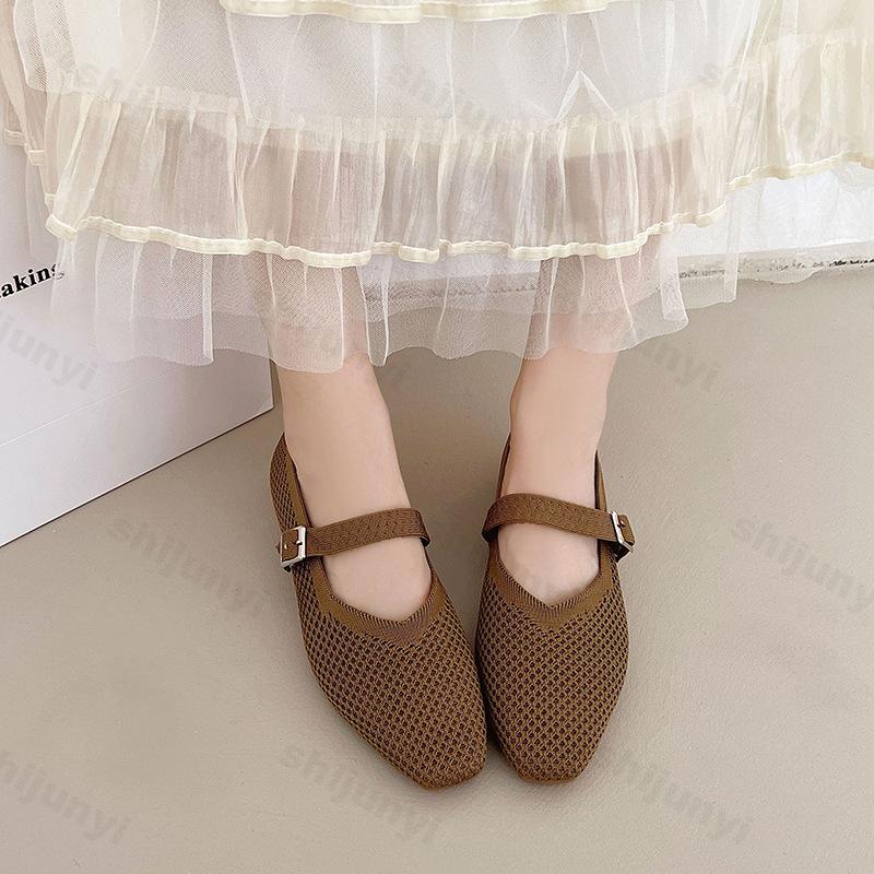 Fashion Women Casual Shoes 2025 Knit Mesh Sport Shoes Comfortable Breathable Versatile Spring Autumn EVA Insole Rubber Outsole Mary Jane