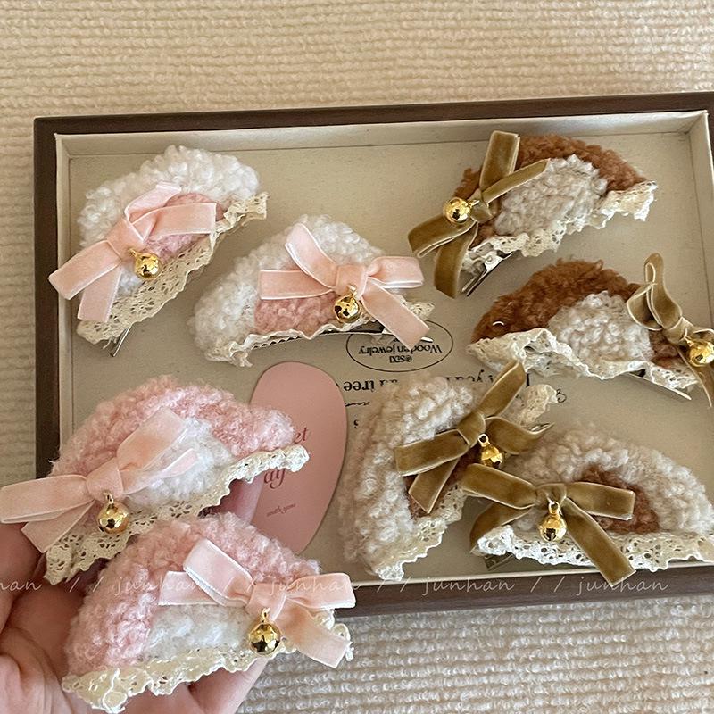 

3D Cat Ears Plush Hairpin with Bow for Women and Kids