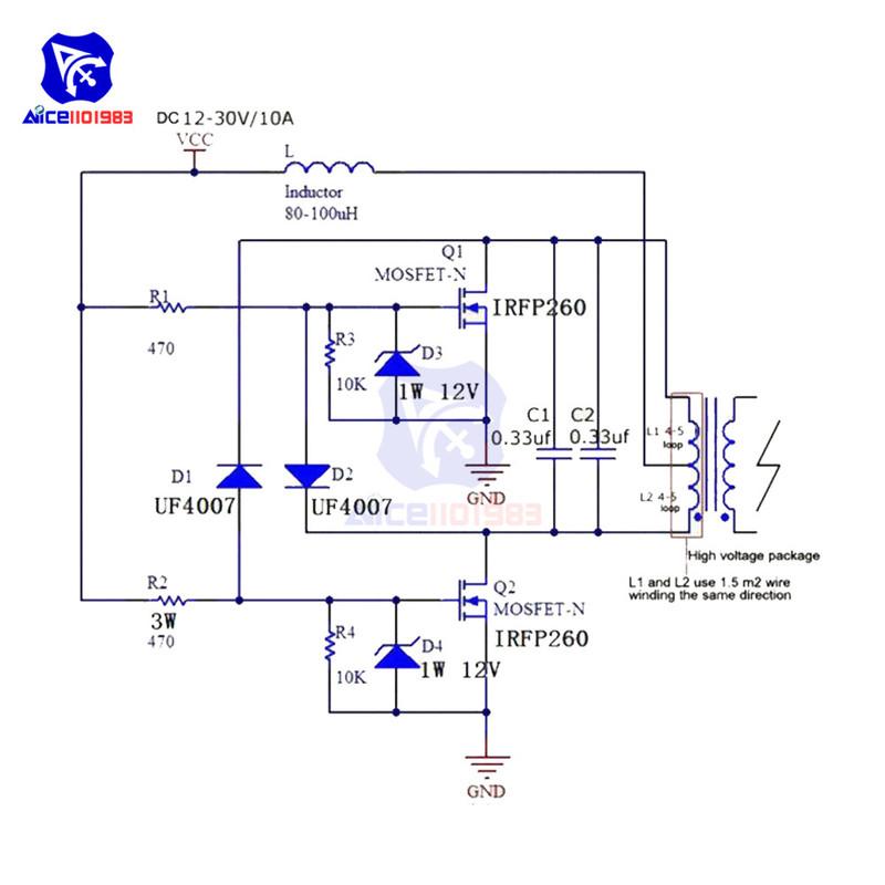Diymore ZVS Tesla Coil Flyback Driver Module DC 12 -30V DC 15A -20A 250W Drive Power Supply Driver Board with Ignition Coil