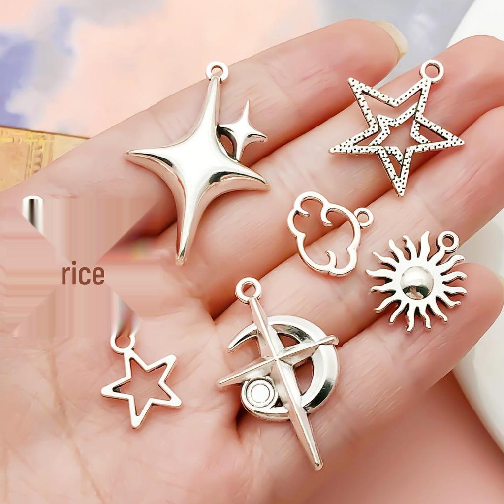 20-Piece Tibetan Silver Star & Moon Pendant Set for DIY Jewelry