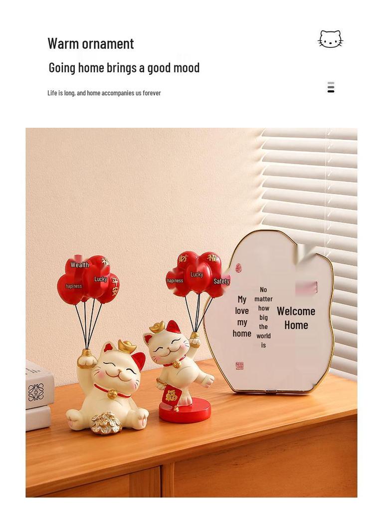 Lucky Cat Key Organizer Ornament for Entryway, Living Room, or Shoe Cabinet - Perfect Home Decor and Housewarming Gift.