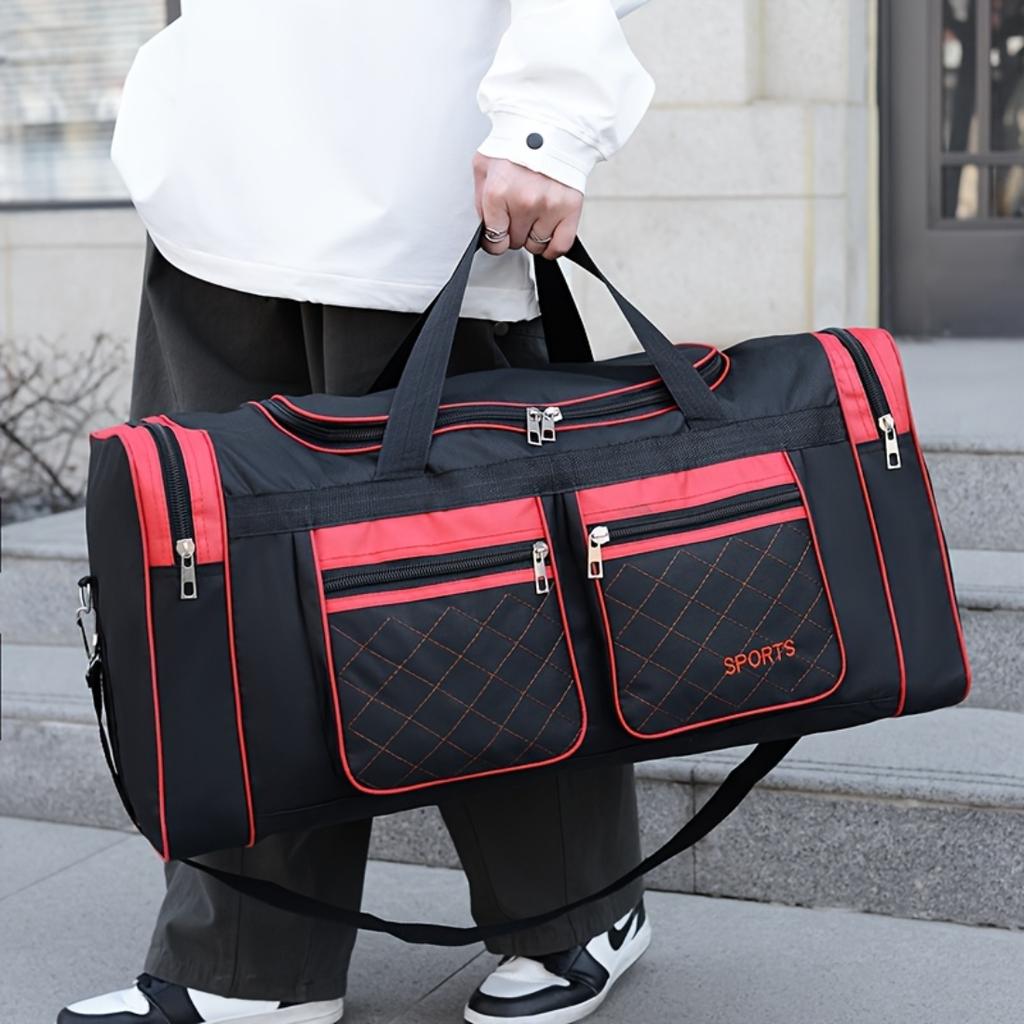 Foldable Travel Bag, Multi Pocket Sports Duffle Bag, Lightweight Foldable Luggage Handbag For Outdoor Sports, Travel And Daily Storage