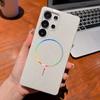 Simple and Suitable for Samsung S25ultra Mobile Phone Case Thin Circle Colorful Magnetic Absorbing S24FE Flash Powder S23 Protection Case