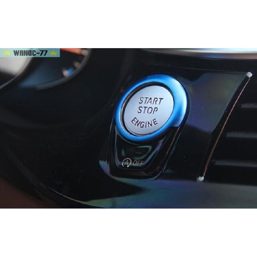 For BMW 5 Series 2018- Blue Aluminum Ignition Switch Start Button Frame Trim