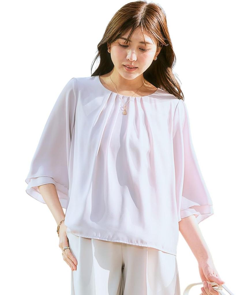 Nissen Lined Georgette Flared Sleeve Dusty Size Plus Sizes Available Women's 3/4 Blouse, Pink, 5L,