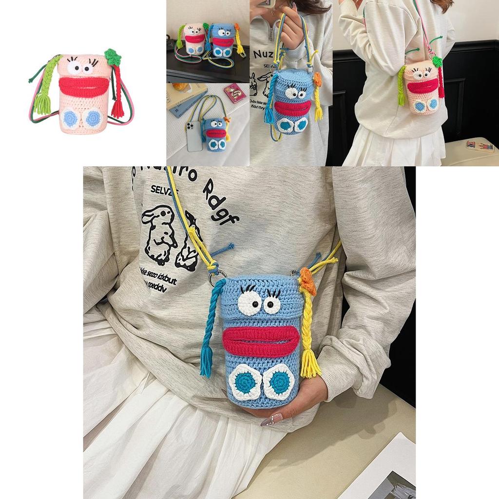 Günlük Kullanım İçin Polyester Astarlı Çocuk Hayvan Desenli Örgü Taşıyıcı Çanta