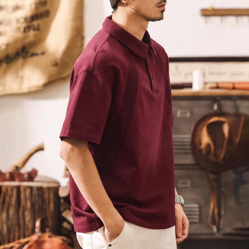 Jielino Men's Retro Loose-Fit Cotton Polo Shirt