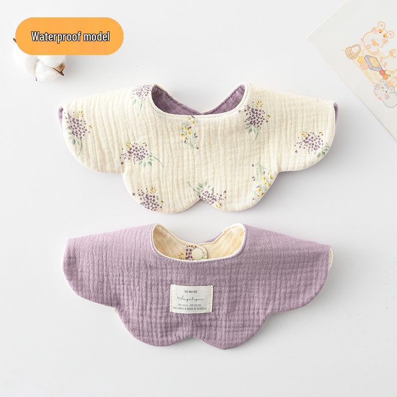 Dwustronny, wodoodporny śliniaczek dla niemowląt w stylu koreańskim z płatkami, wykonany w 100% z gazy bawełnianej
