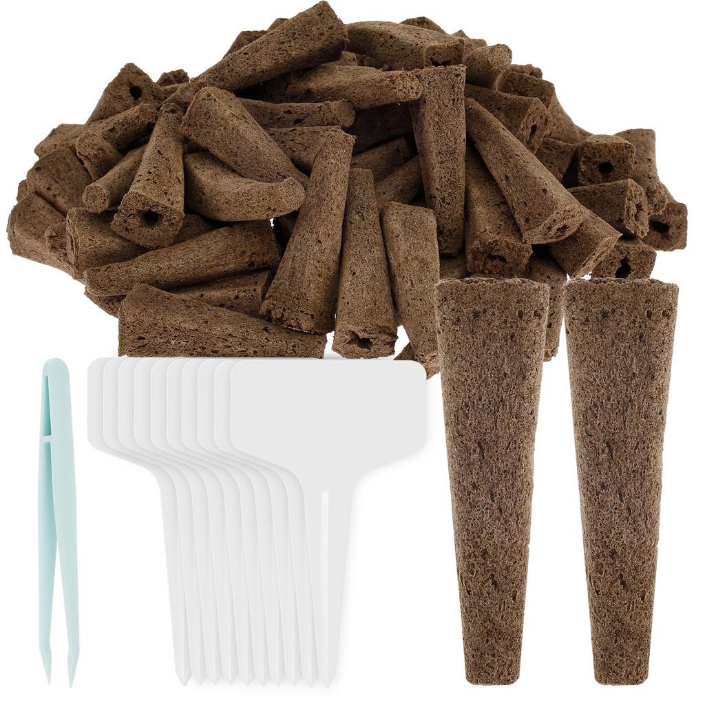 50/100Pcs Seed Grow Sponges Hydroponic Pods Kit with Plant Labels Replacement Root Garden Plant Nutrients Growing Planting