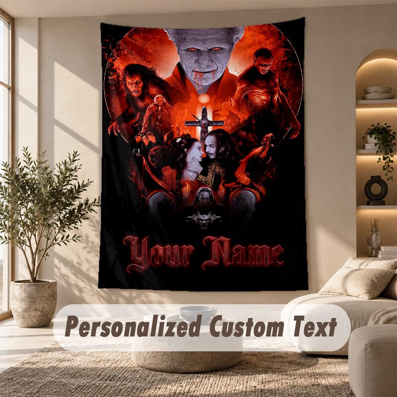 Tapestry Custom Name Text, Wall Hanging Tapestry Home Room DecorDracula