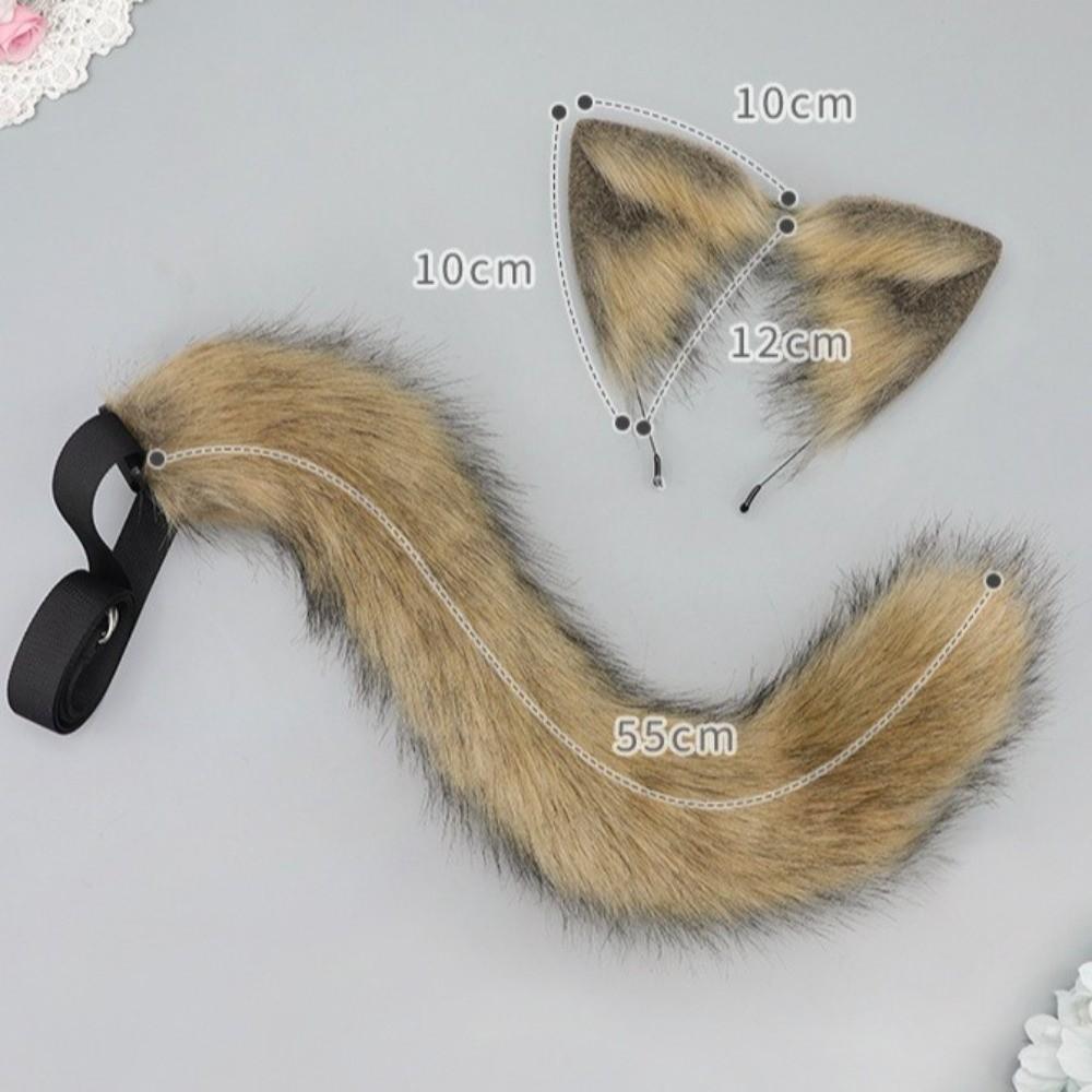 Plüsch-Katzenohren-Haarreif Realistische Tierohren Haarband Neues flauschiges Katzenohren- und Schwanz-Set Haaraccessoires