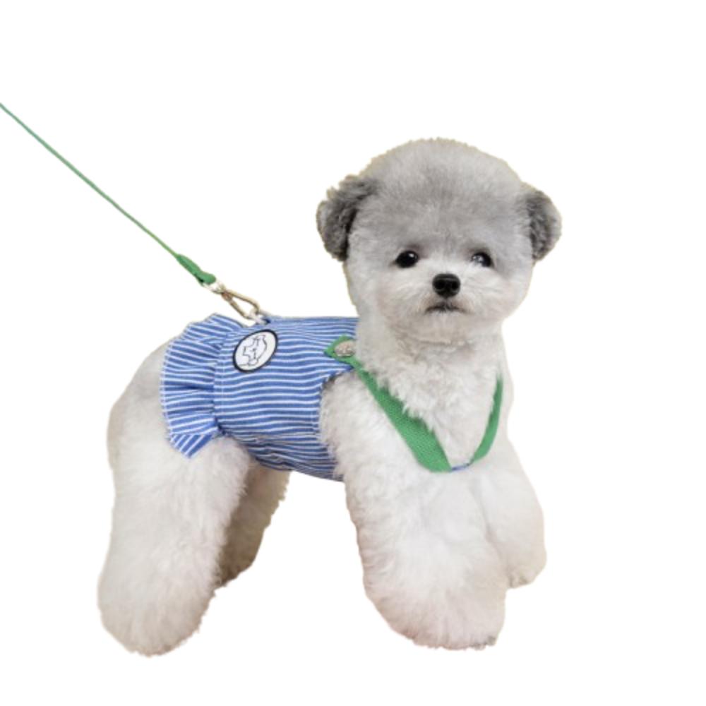 

Korean Striped Pet Dog Vest Comfortable Dog T-shirt Fashion Dog Harness For Small Dog Cat M синий