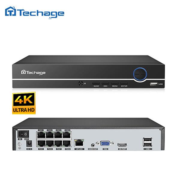 Techage H.265 8CH 4MP 5MP 1080P 4K POE NVR Audio Out Security Surveillance Network Video Recorder Up To 16CH For POE IP Camera
