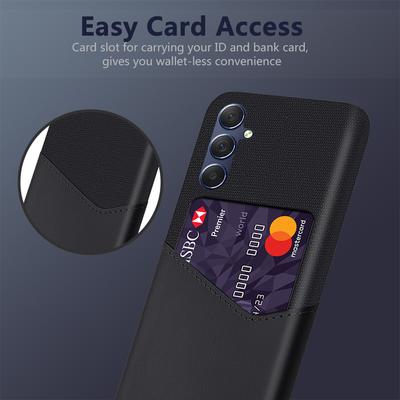 For Samsung Galaxy A24 4G (162.1 X 77.6 X 8.3mm) Card Holder Cover PU Leather Coated PC Cloth Texture Phone Case