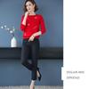 Women's Crew Neck Sweater Embroidered Loose Pullover Knitwear Soft Stretch Knit Top Spring Autumn
