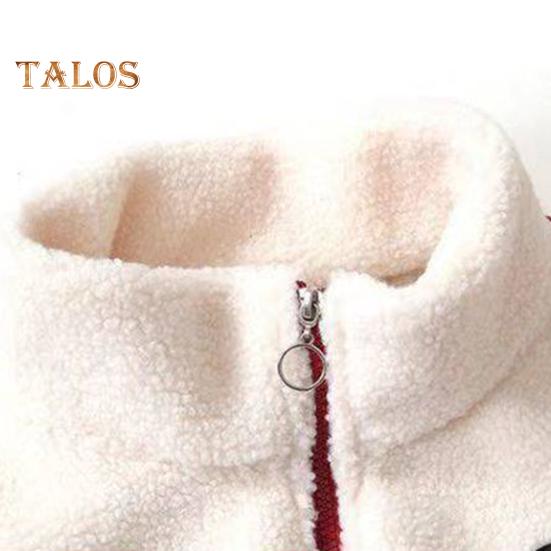 Wintermantel für Damen, Stehkragen, Reißverschluss, Farbblock, Übergröße, dicker Plüsch, extra warm, lange Ärmel, Taschen, Strickjacke, Outdoorjacke