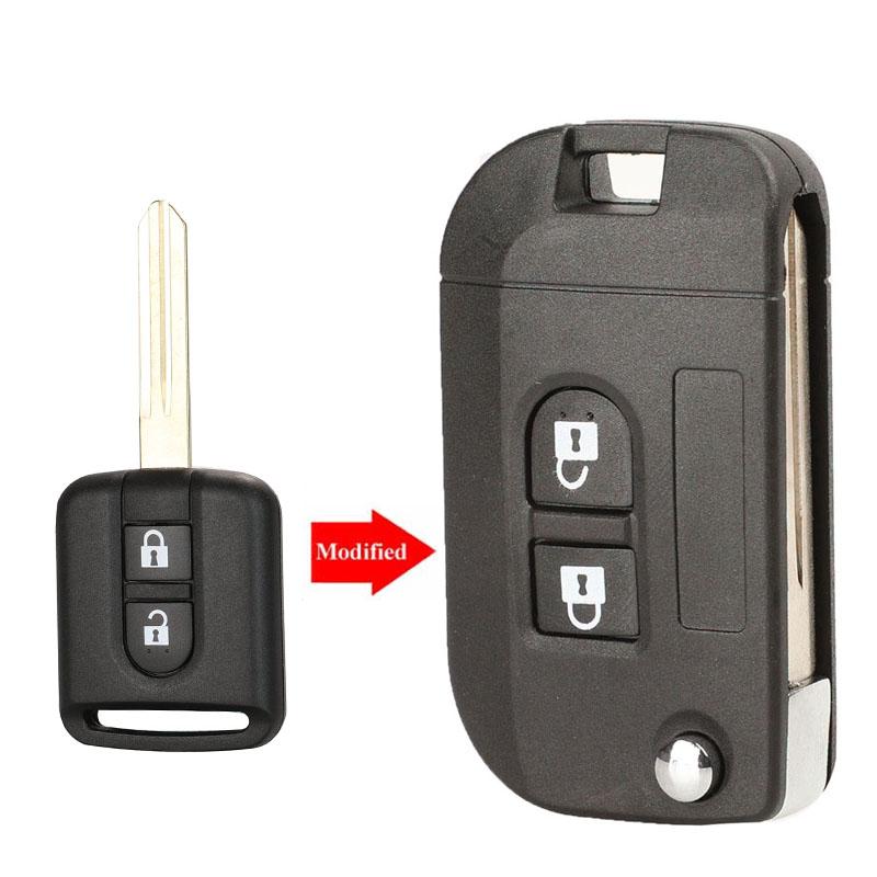 jingyuqin 2B Folding Remote Car Key Shell Case Fob Cover For Nissan Qashqai primera Micra Navara Almera