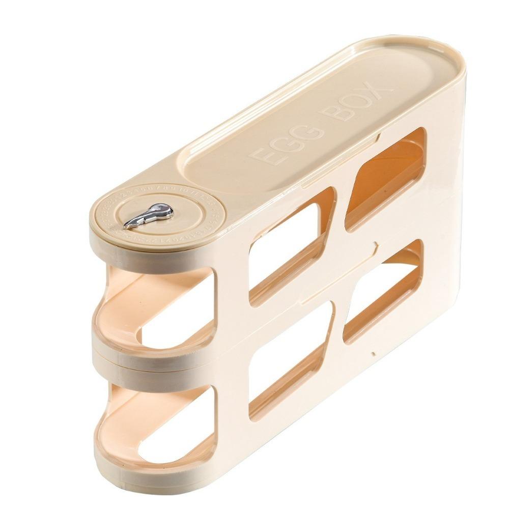 Space Saving Eggs Storage Box Automatic Rolling Egg Holder Egg Roller Rack Side Door Storage