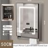 40cm x 50cm Space Aluminum Smart Mirror Cabinet with Lights & Defogging, Punch-Free Wall-Mounted for Small Bathrooms
