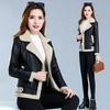 Winter Women's Leather Fashion Fur Coat Lamb Fur Coat Plus Velvet Thick Short Large Size Leather Coat