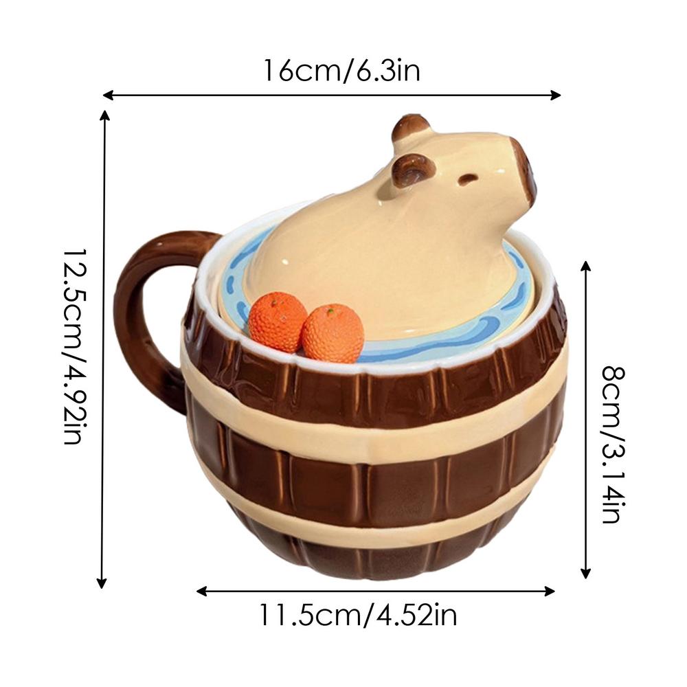 Capybara Mug Cute Capybara Coffee Mugs Cartoon Capybara Kawaii Aesthetic Mug with Easy-to-Hold Handle and Lid Funny Animal Mug
