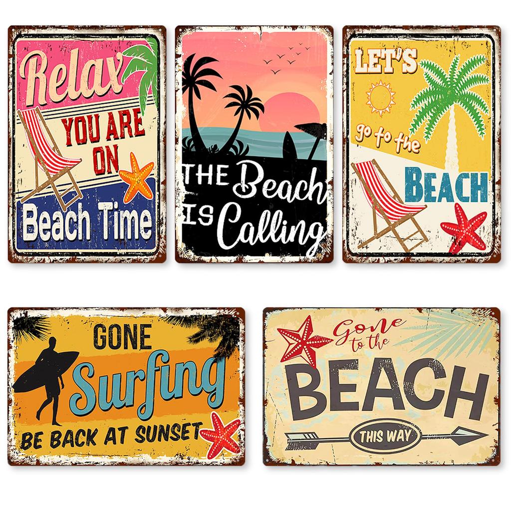 Lezalic Number Plate Tin Sign Surf Beach Interior American Wall Decoration Board West Coast Vintage Style License Plate (beach-03)