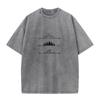 Cotton Mens Short Sleeve Classic Arrow Washed Tshirts Slogan Tees Loose Normal O Neck Washed Tops Shirt
